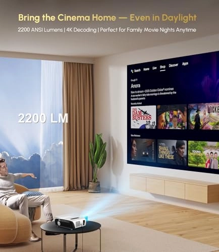 Google TV Projector 2200 ANSI Lumens 3840 x 2160 Pixels
