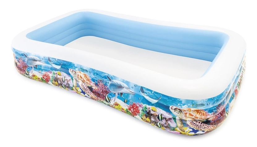 Inflatable Rectangular Baby Pool - 166x100cm Blue