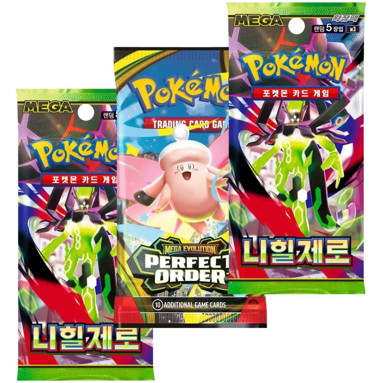 Pokémon Perfect Order - ME03 English 1pcs + Nihil Zero - M3 Korean 2pcs