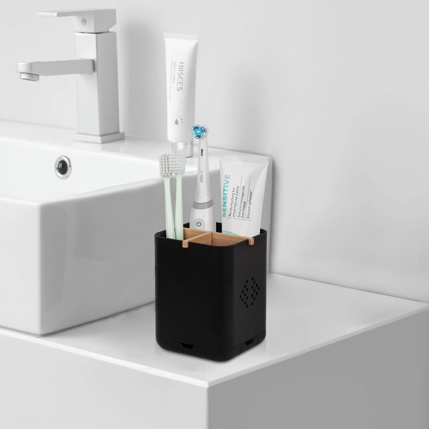 Toothbrush Holder - Matte White Bamboo