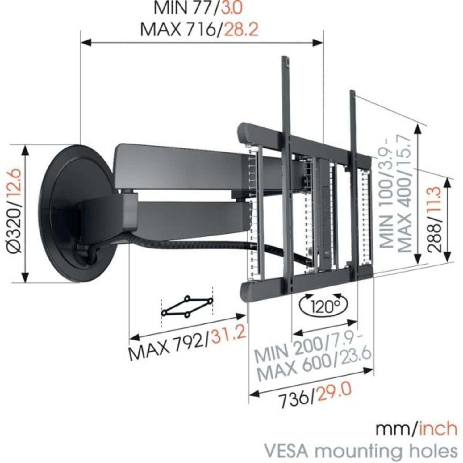 TVM 7675 - 35kg 40-77 inch
