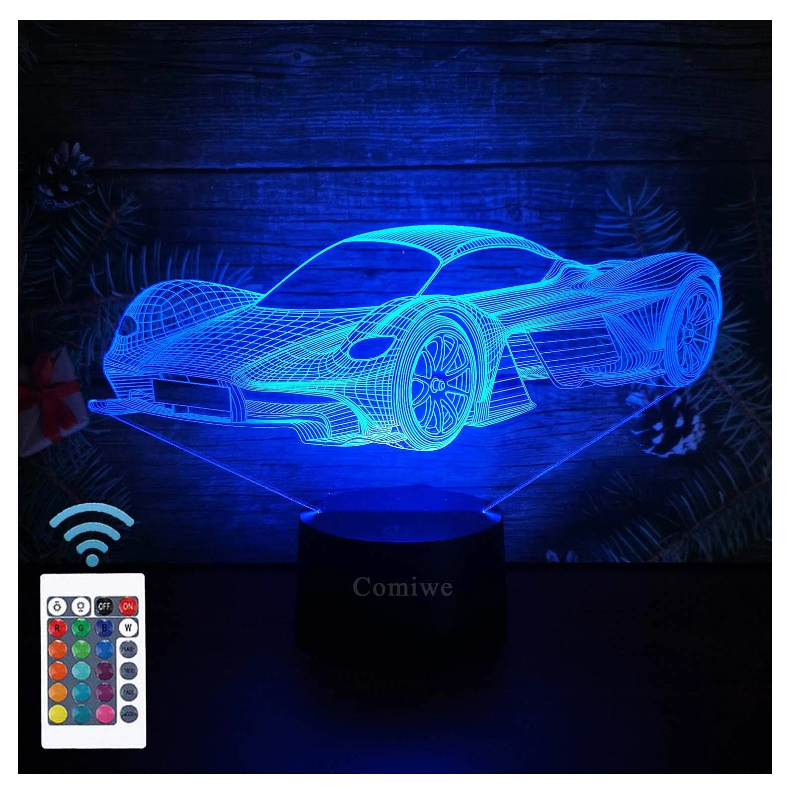 KOLITEE Sports Racing Car 3D Illusion Night Light - USB 16 Colours