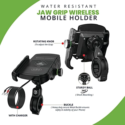 GPS6-Jaw Grip - Motorcycle Phone Holder Wireless Charging iPhone X