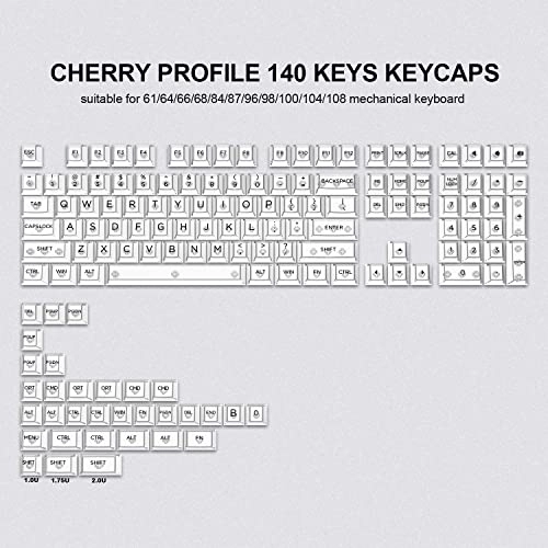 Keycap Set - 140key Cherry Profile White Clear