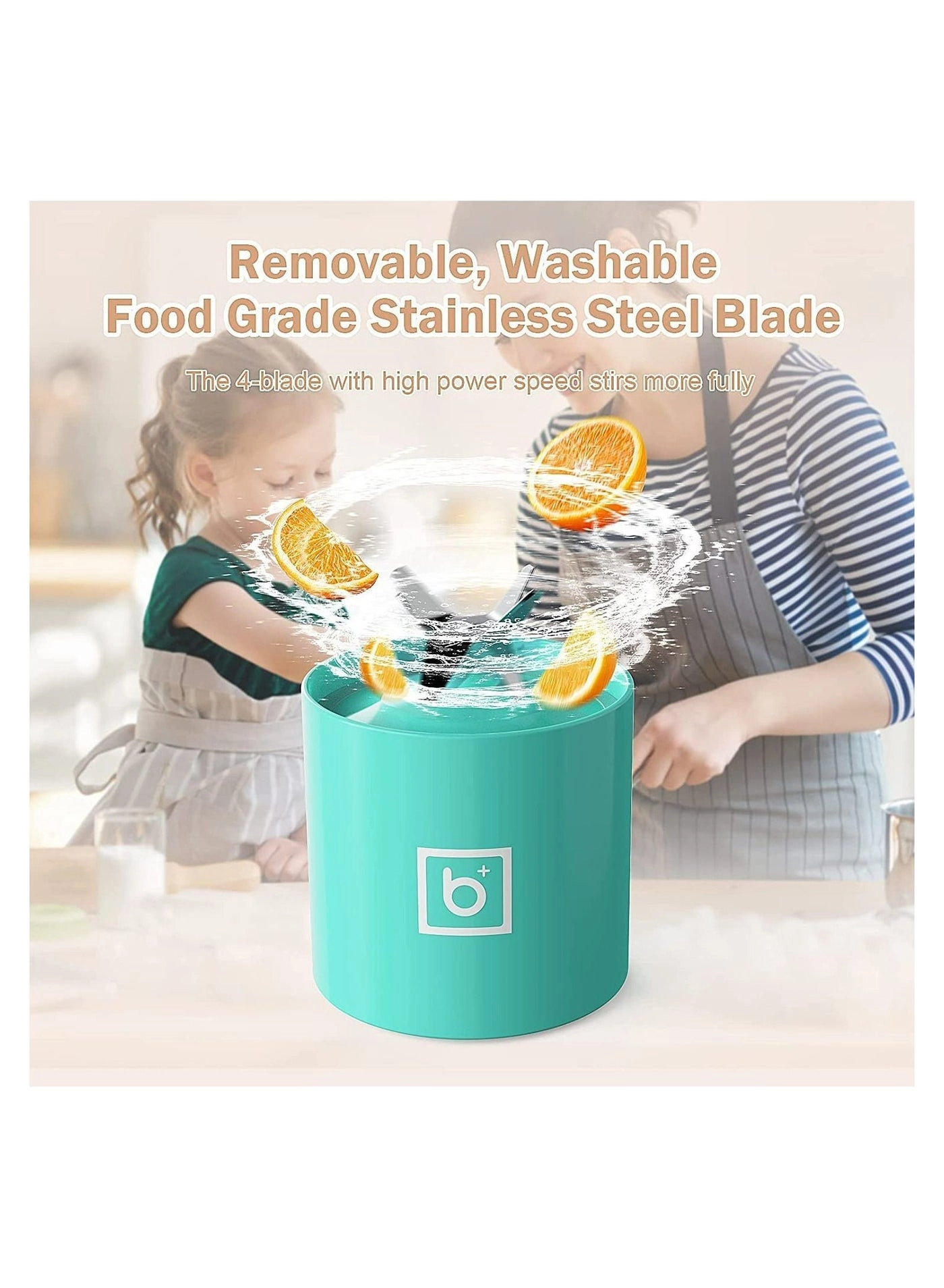 Portable Blender With Handle - Handle cup cover SUS304 stainless steel 4-blade Rechargeable USB