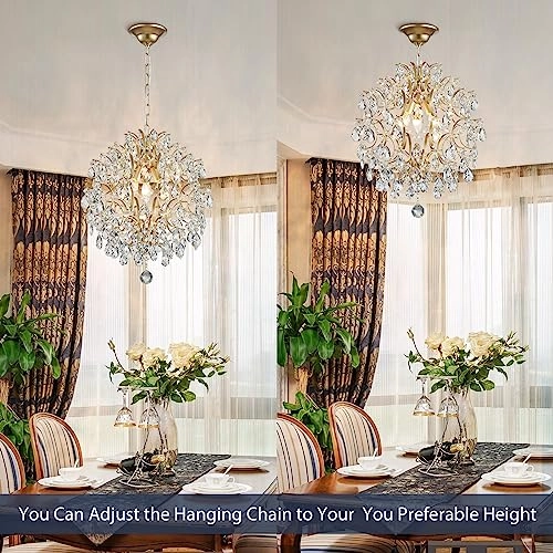 Pendant Chandelier - Crystal Raindrop 3 E14 Bulbs