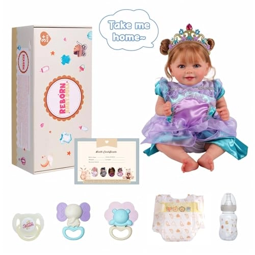 Reborn Baby Doll - 18 Inch Vinyl Brown Hair Ages 3+