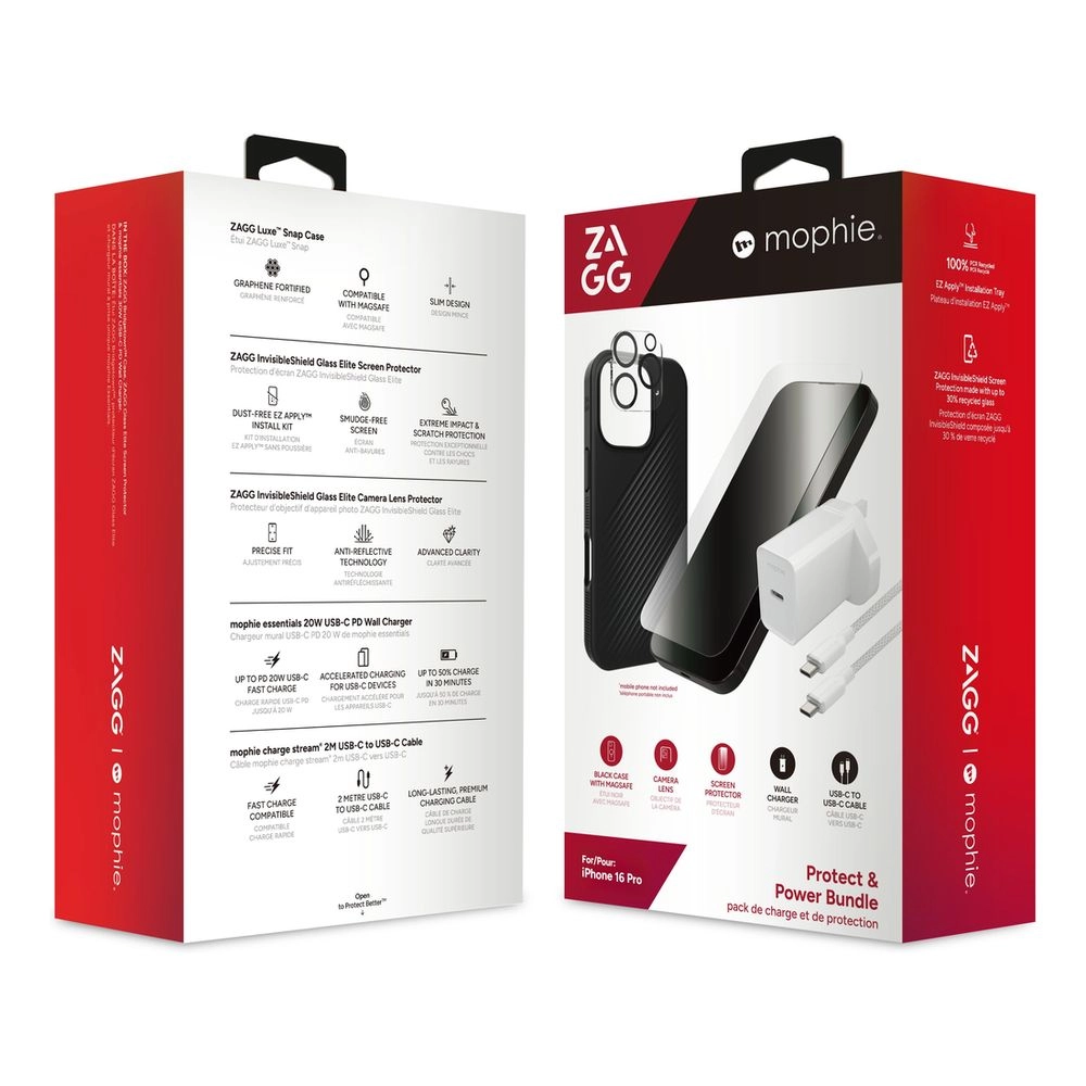 ZAGG Luxesnap - iPhone 16 Pro + Glass Elite + IS Glass Elite Camera + Cable & Power