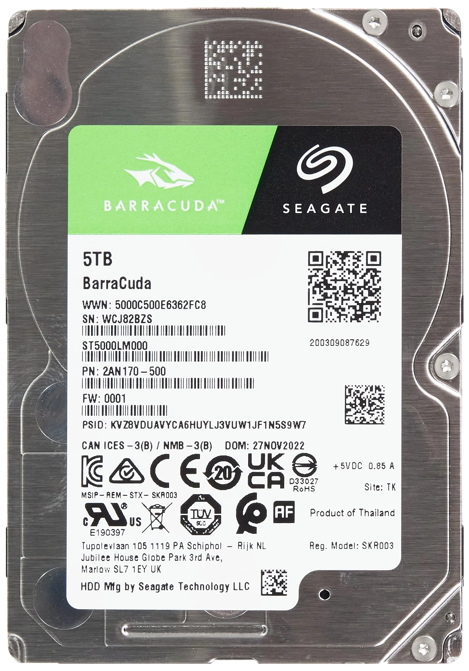 Seagate Barracuda 2.5" 5400rpm 128MB SATA 6Gb/s (ST5000LM000) - 5TB