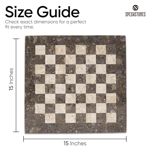 Marble Chess Board - 15 Inch Handmade Travertine and White Stone