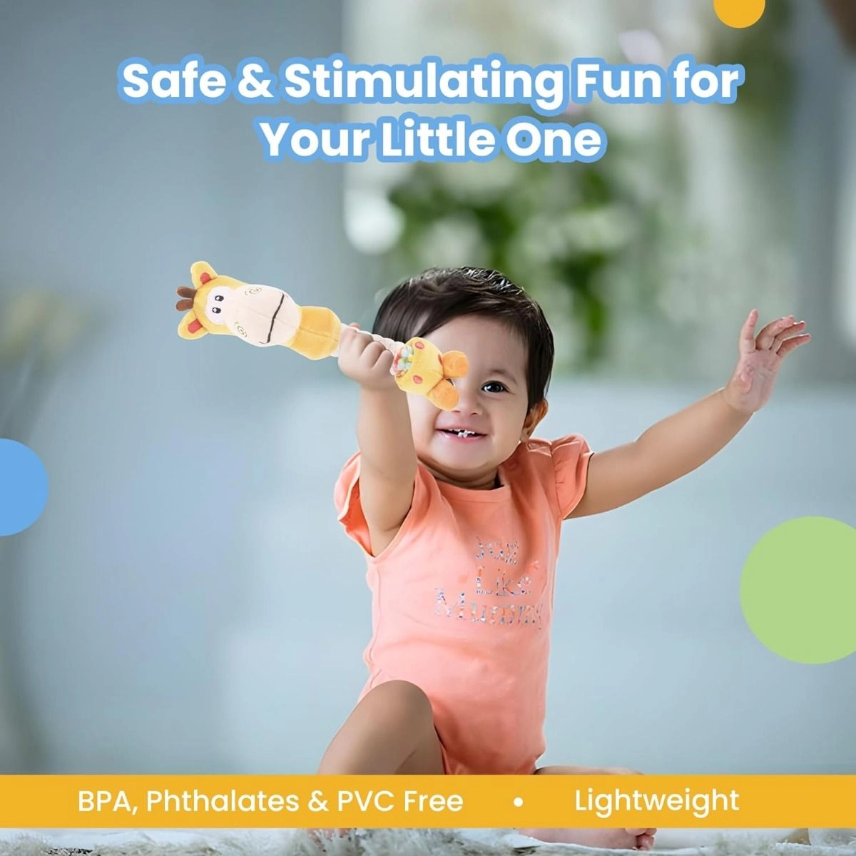 Playtime Giraffe Rattle - Suitable For 0 to 12 Years soft, plush material