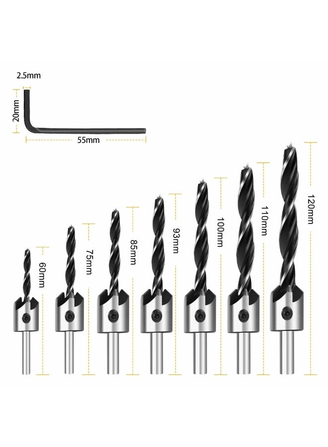 Countersink Drill Bit Set - High-Speed Steel 7PCS 3mm–10mm