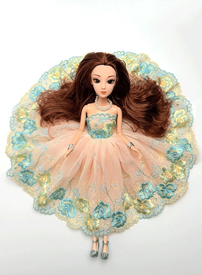 Generic Princess Doll - Blue-Gold Lace Circle Skirt