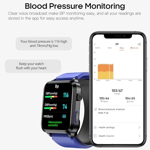 Blood Pressure Smart Watch - 1.92 Inches 24/7 Heart Rate Blood Oxygen