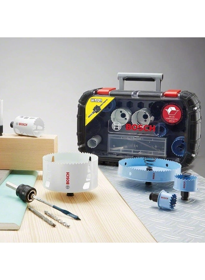 Holesaw Set - 25, 32, 38, 44, 51, 57, 63, and 68 mm wood, softwood, veneered wood, and laminated chipboard