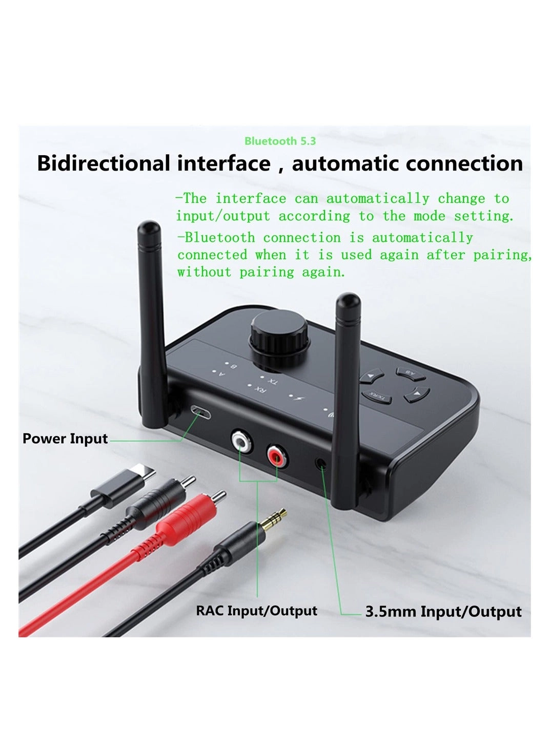 Bluetooth Transmitter & Receiver - Bluetooth 5.3 AUX/RCA Type-C