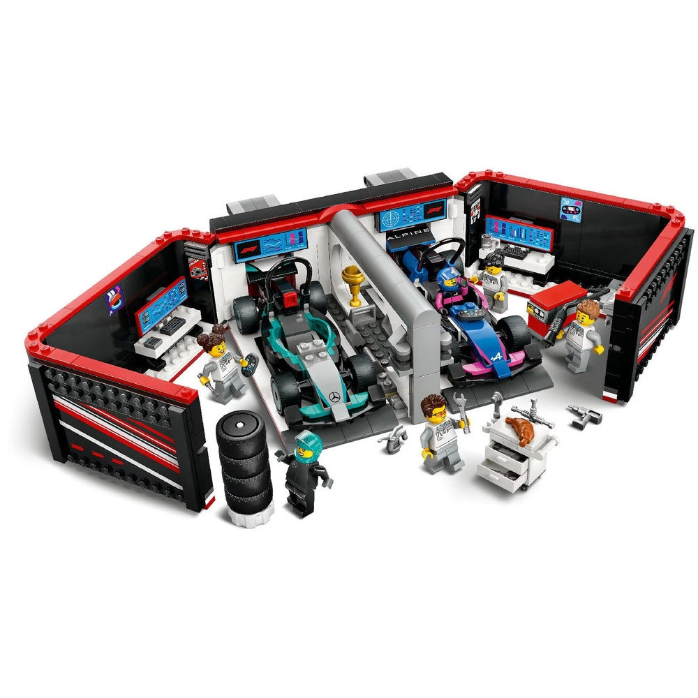 F1 Garage (60444) + Mercedes-AMG + Alpine Cars