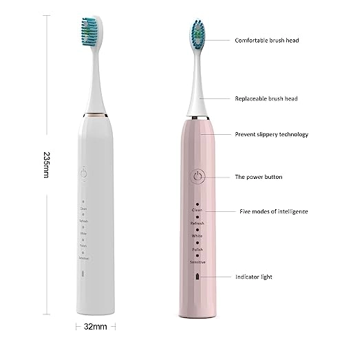 Sonic Electric Toothbrush - 43,000 vpm/min 4 Brush Heads USB Rechargeable