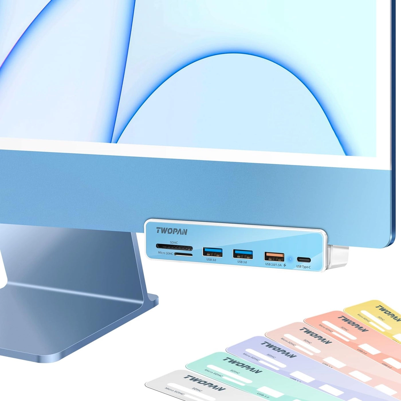 TWOPAN USB C Hub - 6 in 1 USB 3.0 SD MicroSD Card Readers