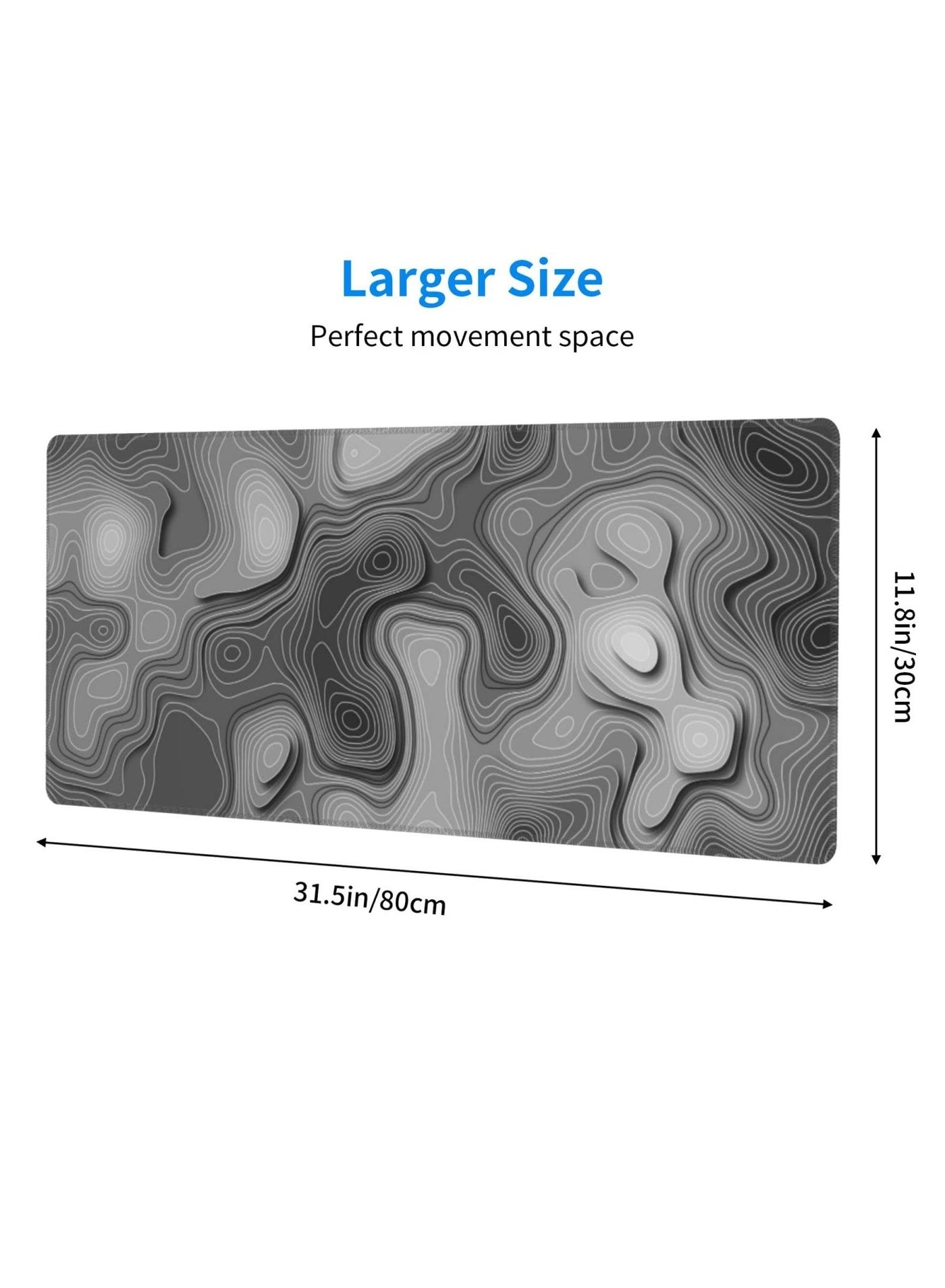 3D Topographic XL Rubber Gaming Mouse Pad - 80x30 cm