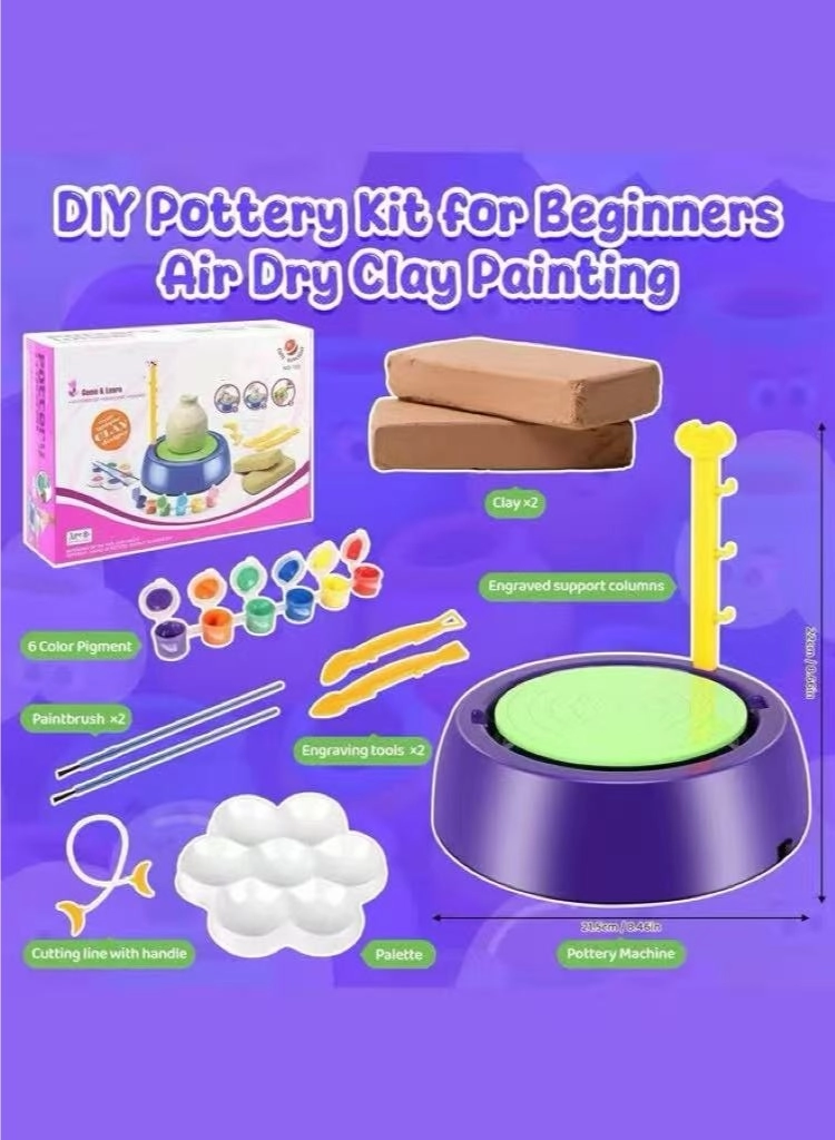 Pottery Wheel - Complete + Painting Kit - for Beginners + Modeling Clay + Sculpting Tools