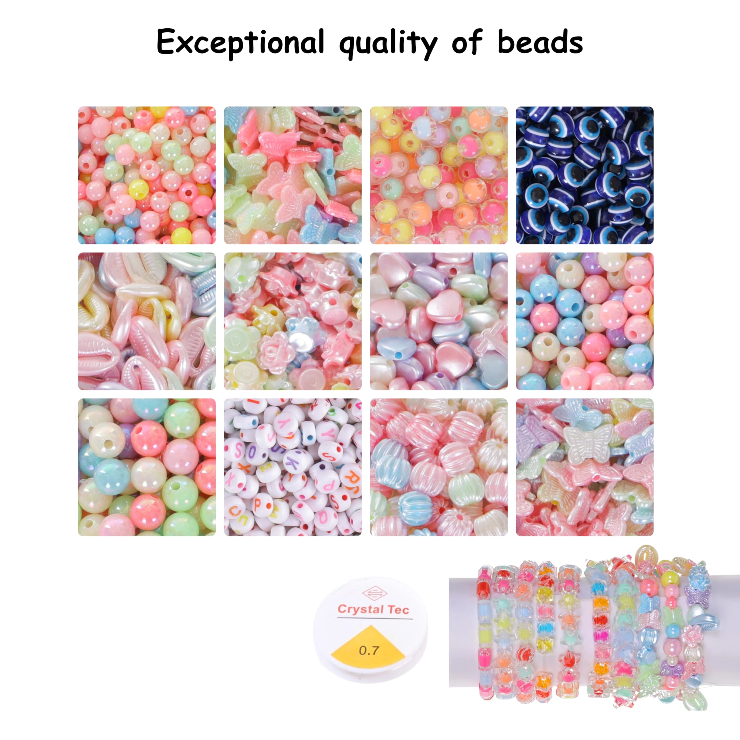Bracelet Making Kit - 12 Types 10m Elastic Thread