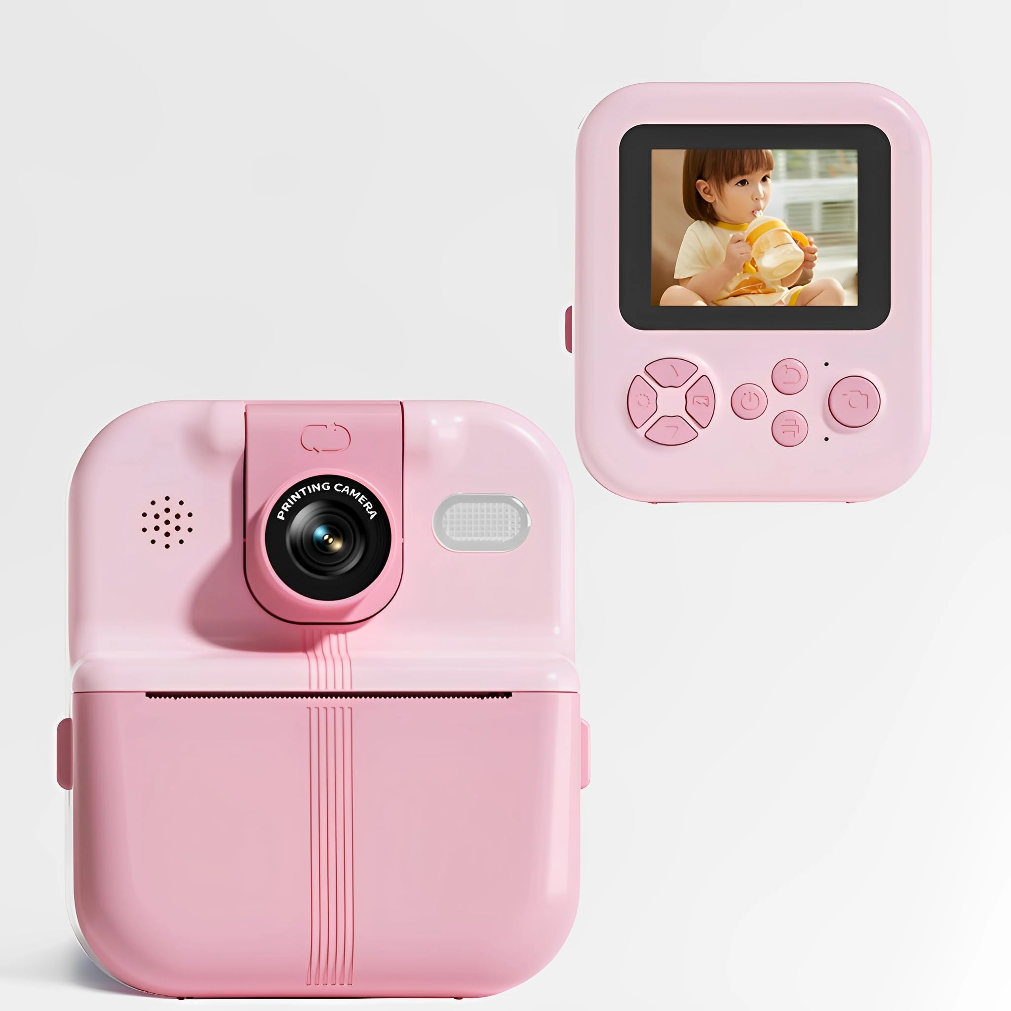 Instant Print Camera - 48MP 1080P 180° Rotating Lens