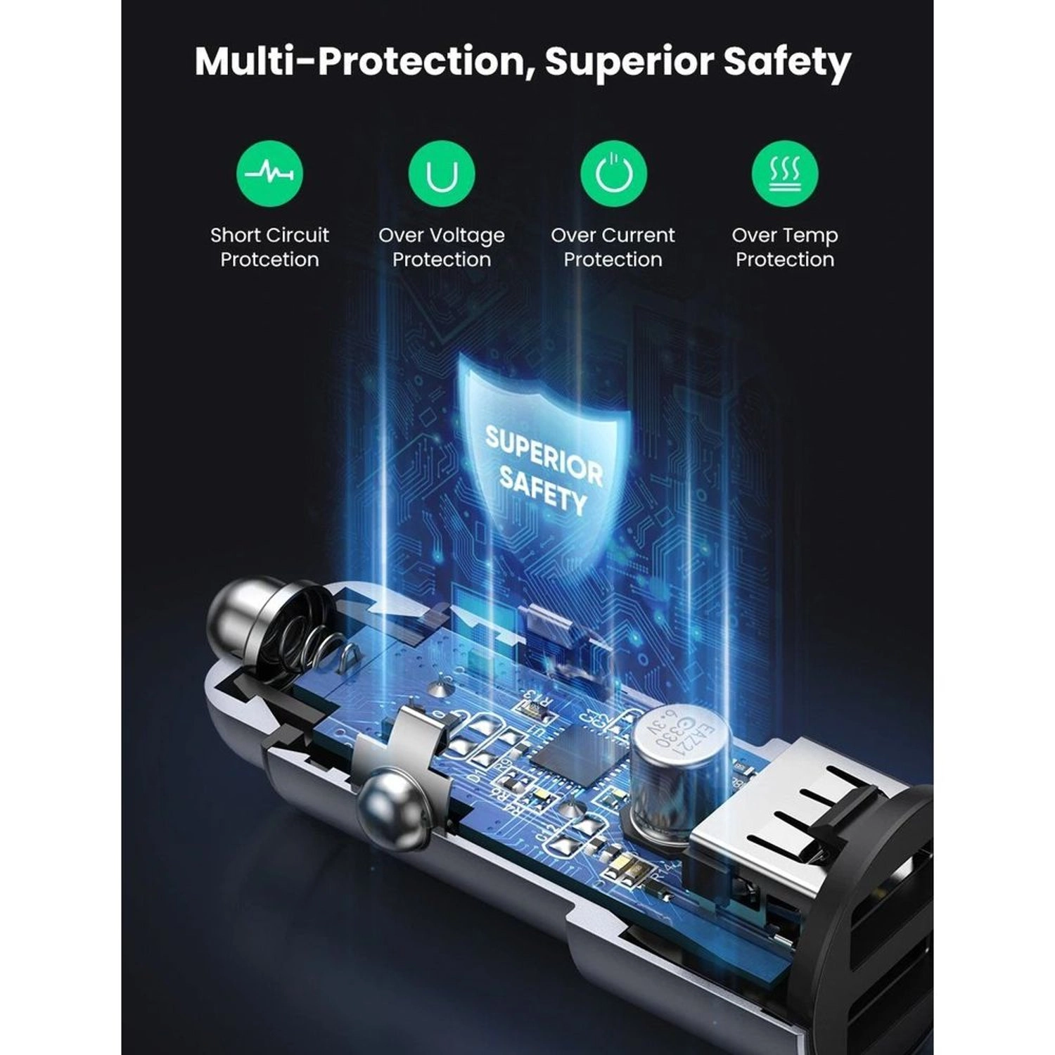 Dual USB Car Charger - USB Type A 24W For Smartphones