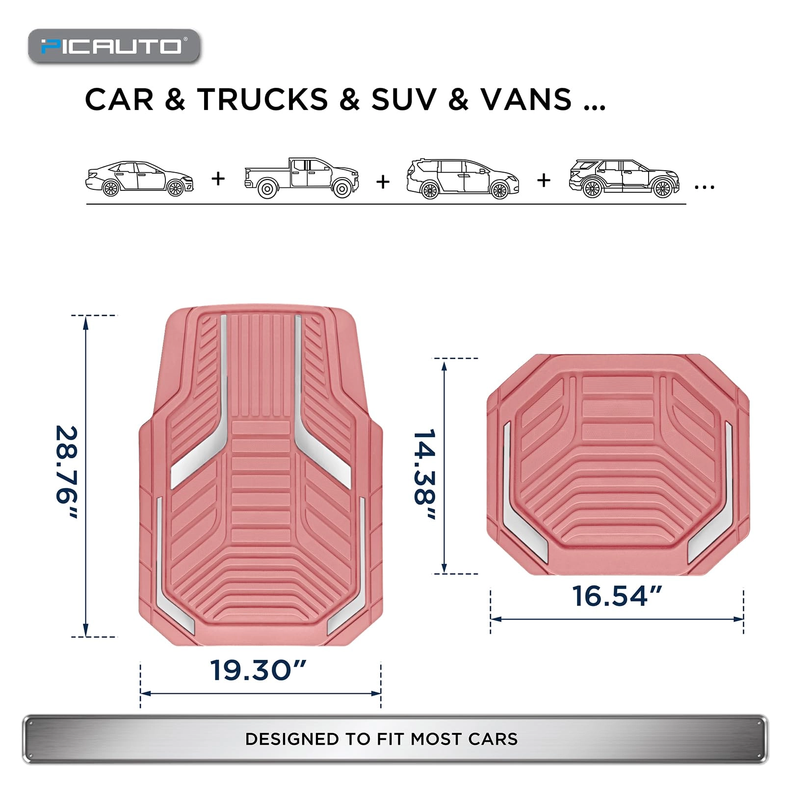 Heavy Duty Rubber Floor Mats - Pink Universal Fit