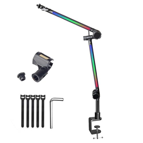 LED Microphone Arm Stand - Adjustable Boom 180Rotatable LED Lighting