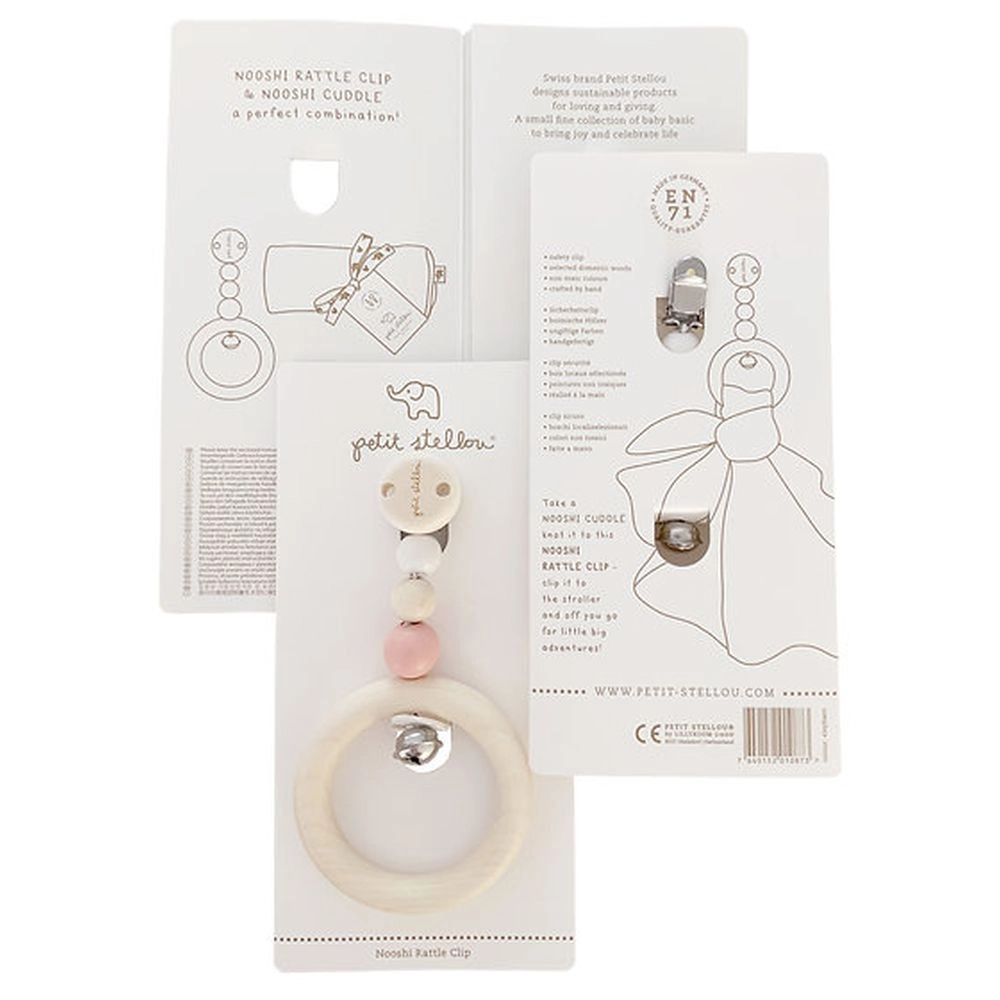 Eco Wood Baby Rattle Clip - Suitable for 3 months & above Sustainable German Wood Elephant