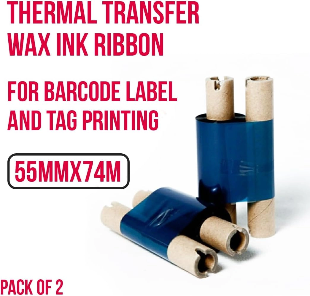 Barcode Label Stickers - 1000 Each 5cm x 3cm + Transfer Wax Ribbon
