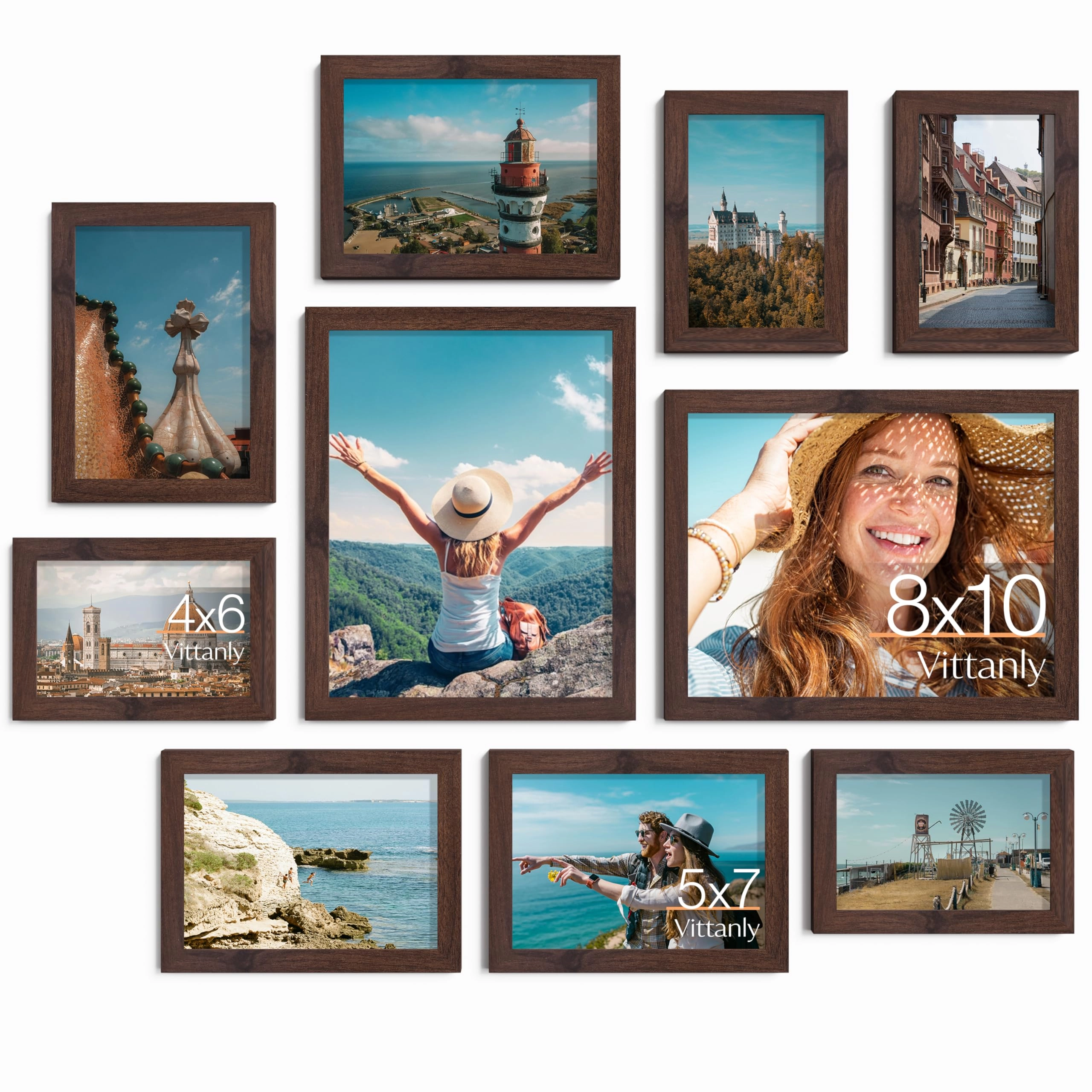 Picture Frames Set - 10 Pack Rustic Grey