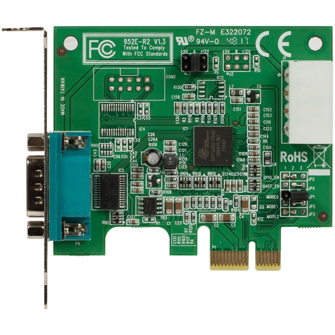 2 Port Low Profile Native RS232 PCI Express Serial Card - 16950 UART