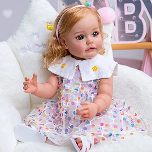 Sue-Sue Reborn Baby Doll - 55 cm Silicone Rooted Brown Hair