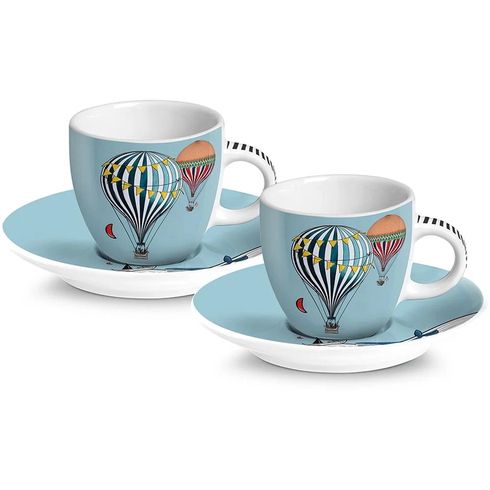 GIRAMONDO Coffee Cup - 2 pcs - hot-air balloon artwork - 80 ml