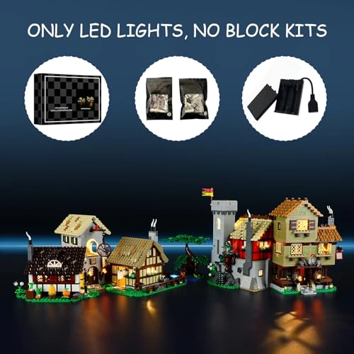 LED Light Kit for LEGO 10332 Medieval Town Square Set - Plastic 1 5v