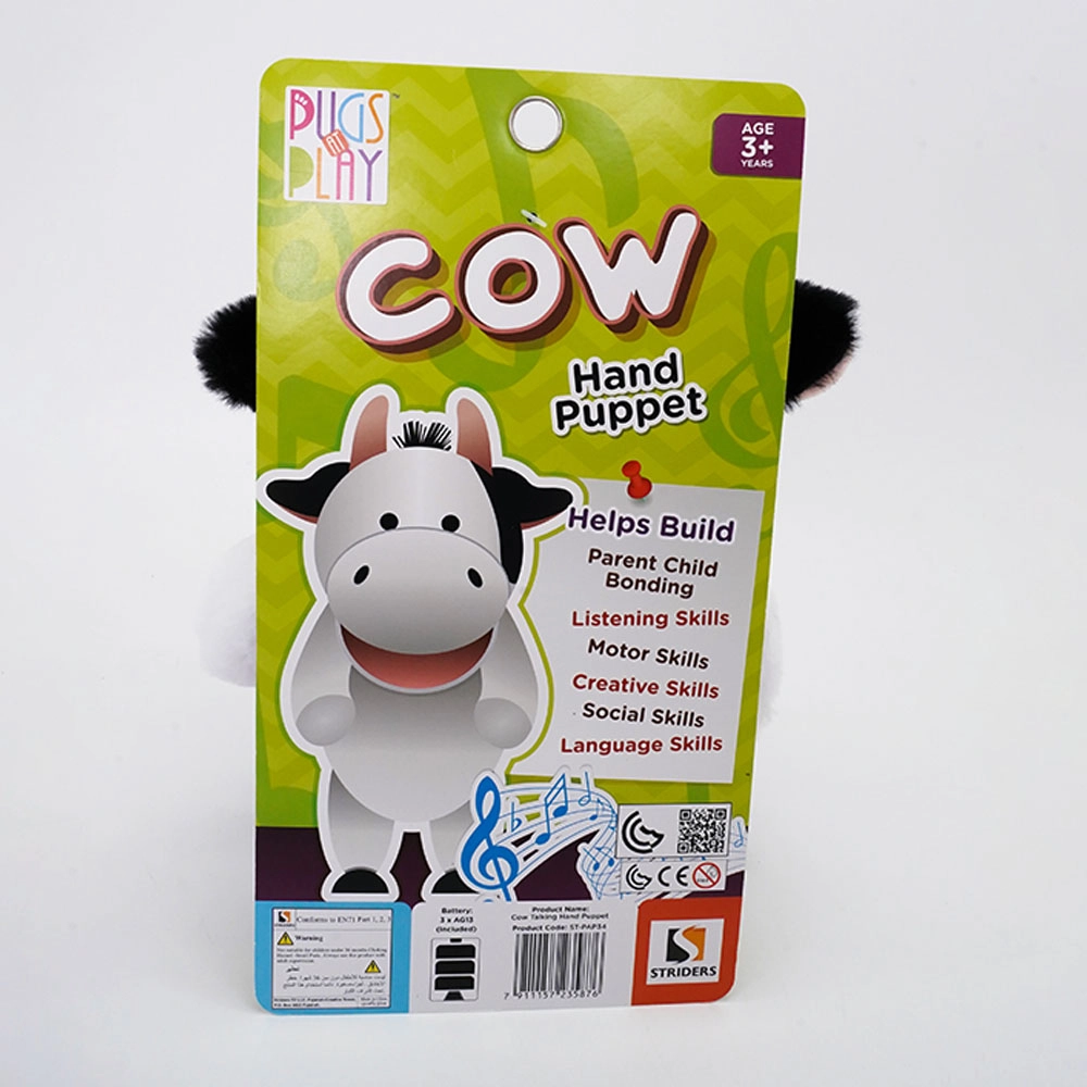 Battery Operated Puppet Cow - 14-Inch Black/White