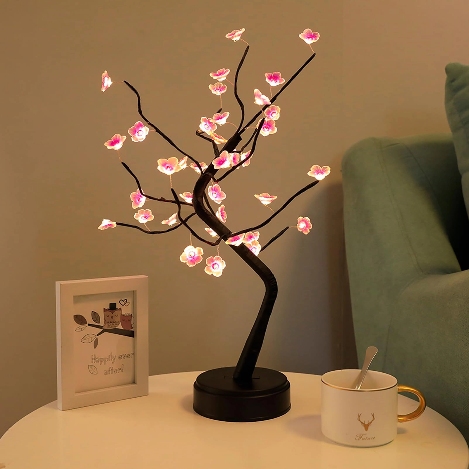pxbniuya 36 LED Cherry Blossom Tree Lights - Battery Powered/USB Warm White