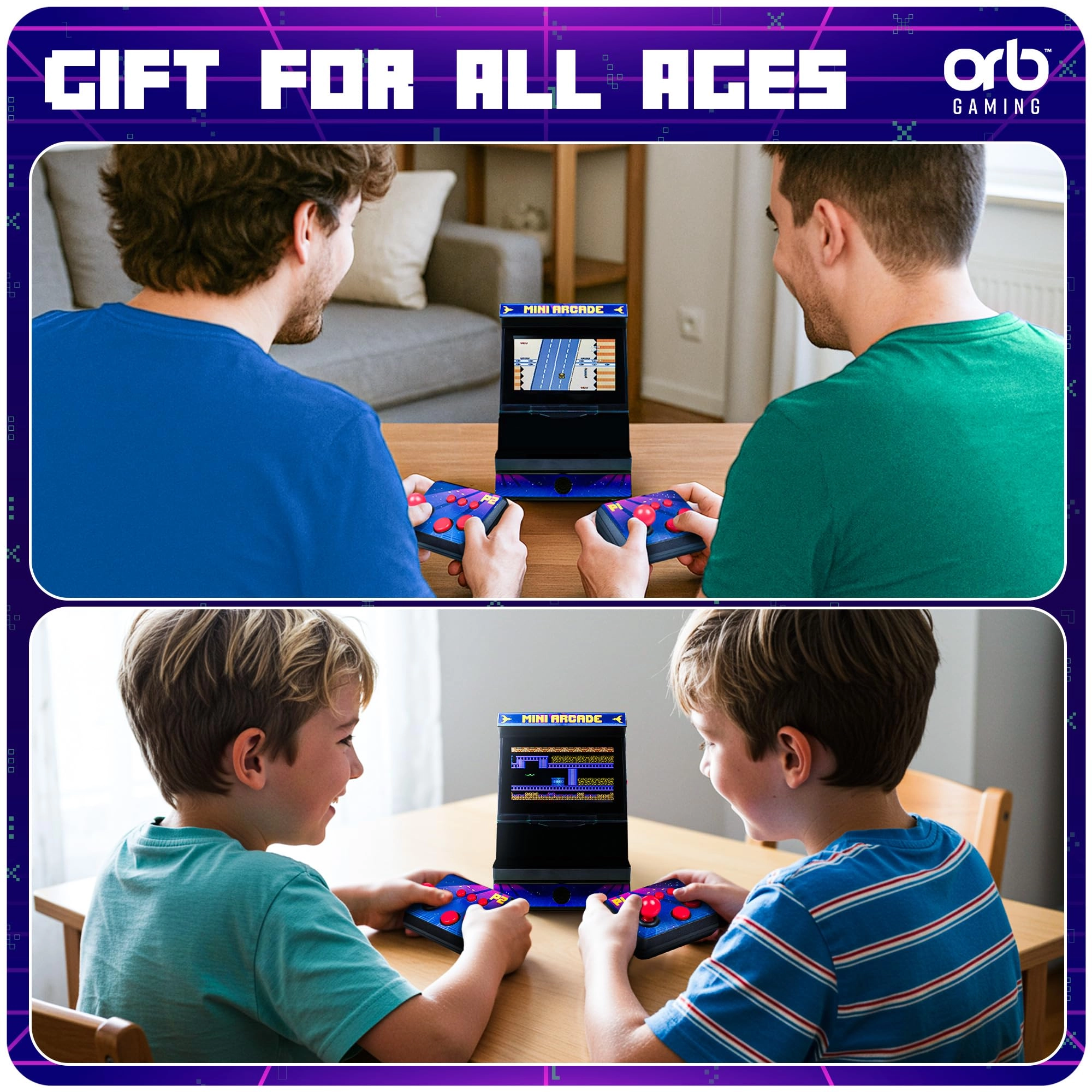 ORB Mini Arcade Machine - 2 Player 300 Built-in Games 4.3" LCD