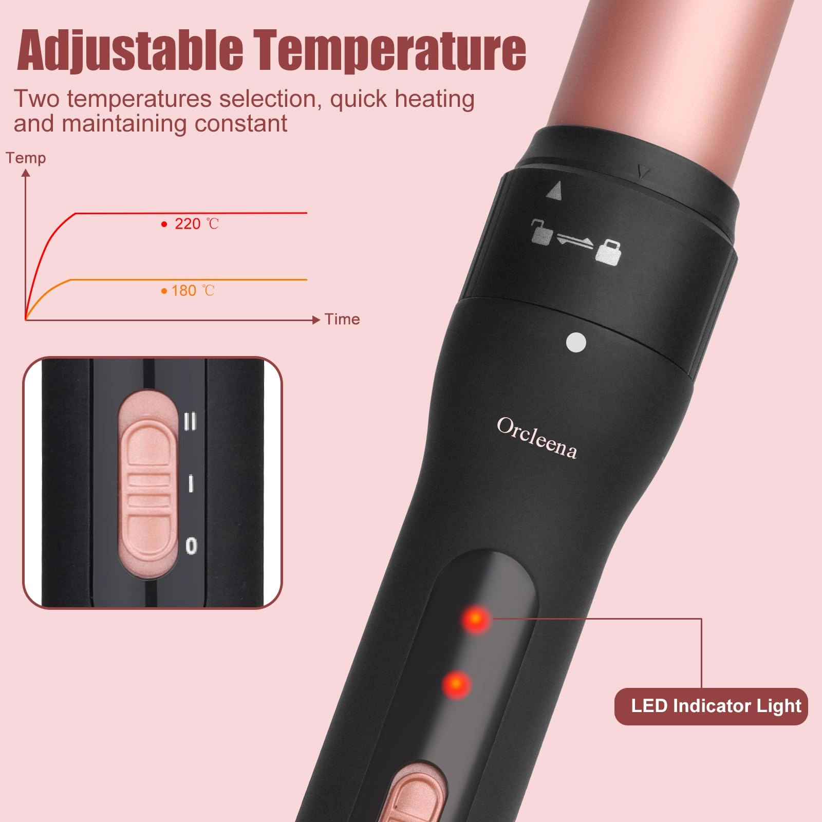 3 in 1 curling wand - Rose Gold Ceramic