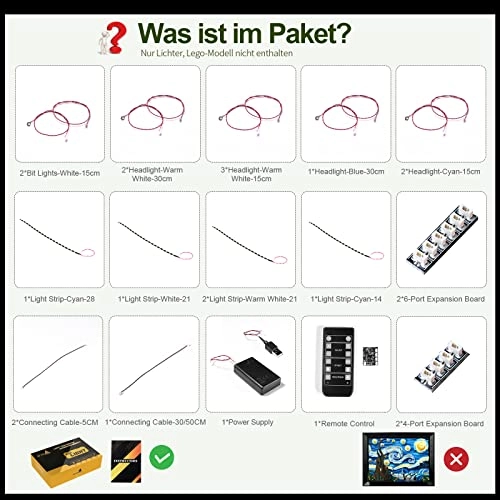 LED Light Kit - Compatible with Lego 21333 Remote control White