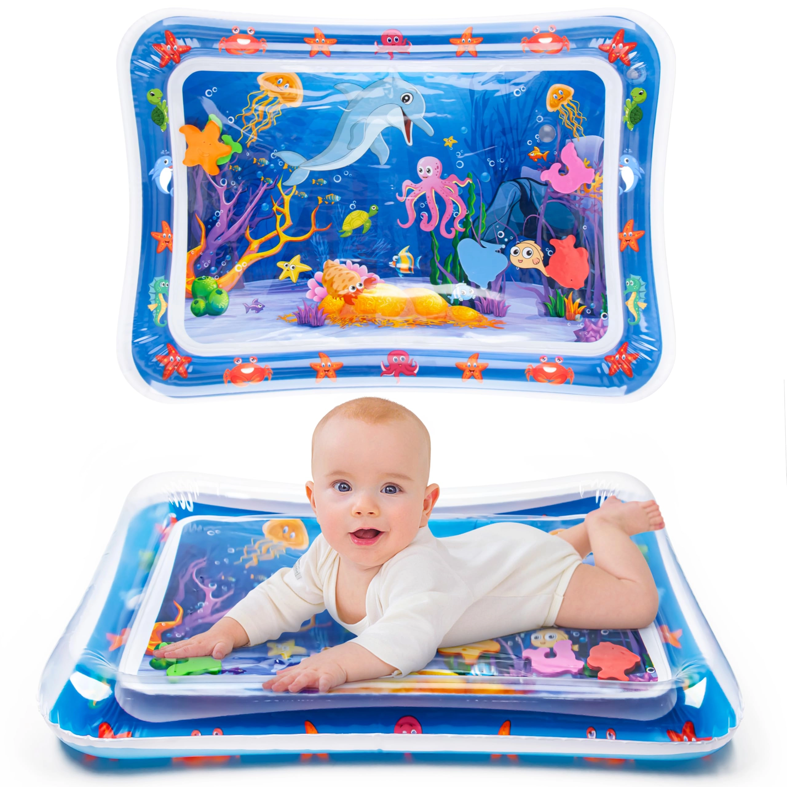 yeeeasy Tummy Time Water Mat - Marine Life 3 months
