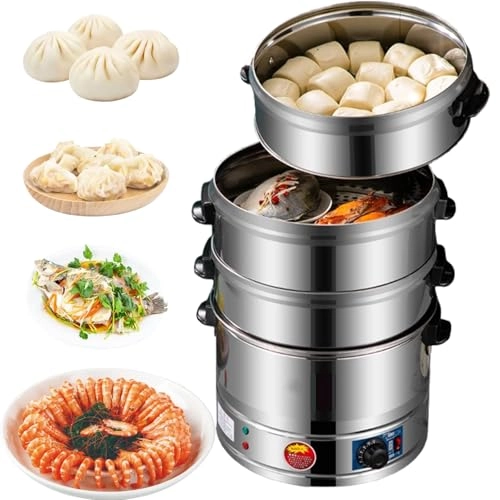 Electric Food Steamer - 3 Tier Stainless Steel 40/47/52CM