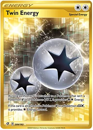 Pokémon Twin Energy 209/192 - Secret Rare SWSH Rebel Clash + Toploader