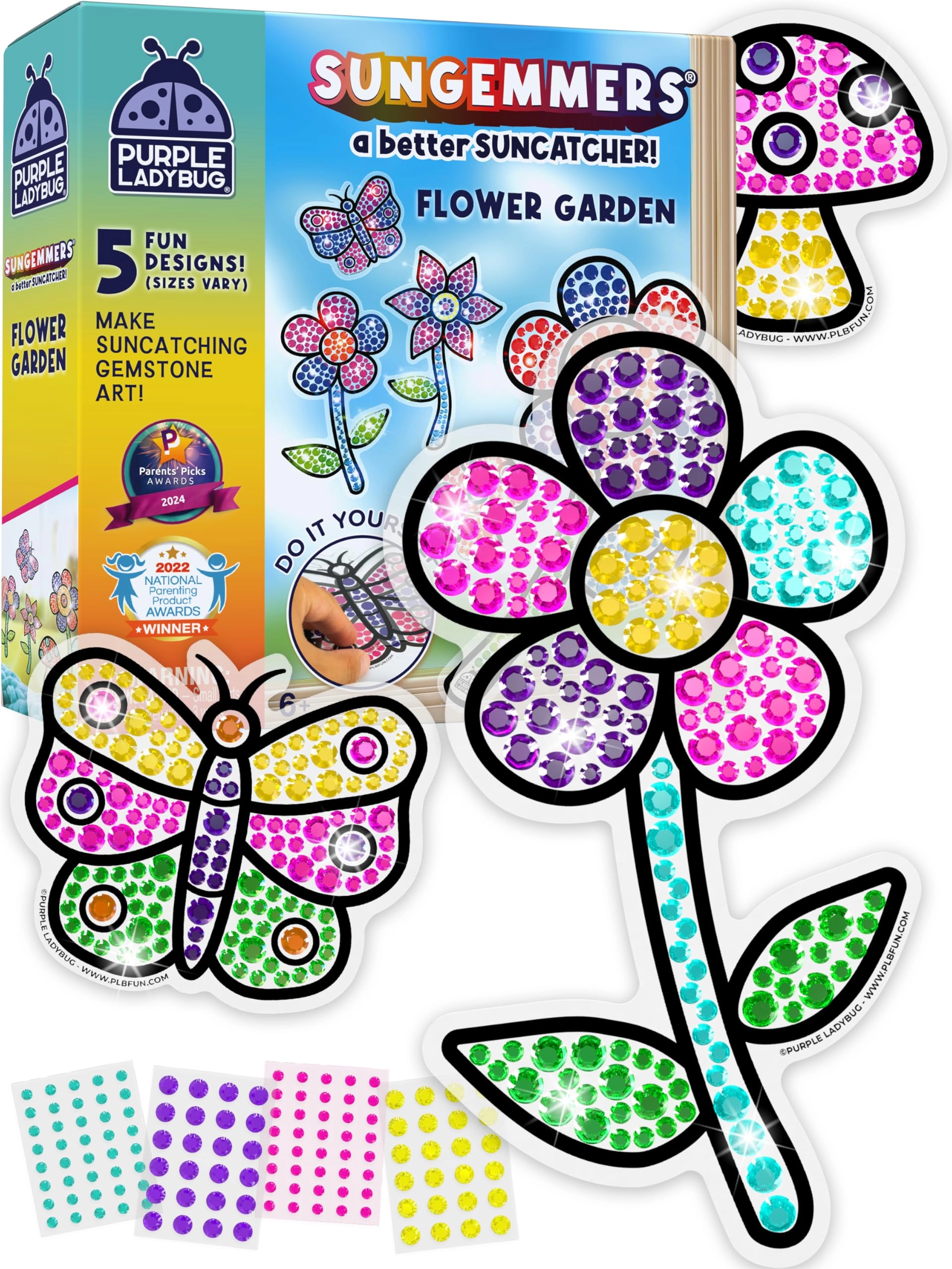 purple ladybug SunGemmers - Enchanting floral designs inspire spring creativity and joy in kids’ crafting adventures. 5