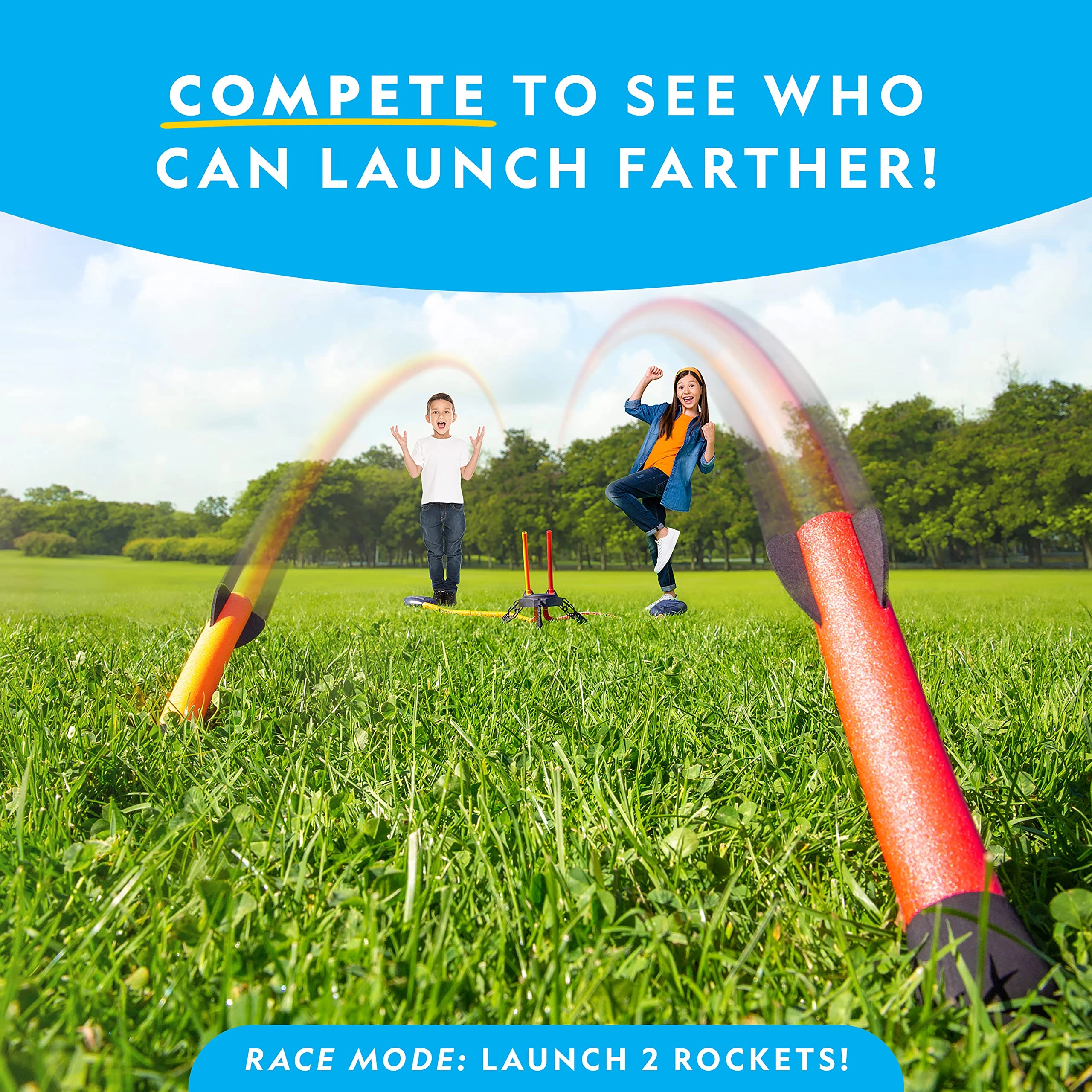 Air Rocket Racers Kit - 4 Foam-Tipped Rockets Up to 100Ft. 6 years+