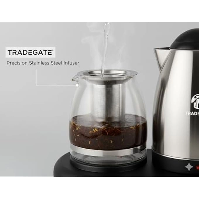 Kettle + Glass Teapot + Warming Tray