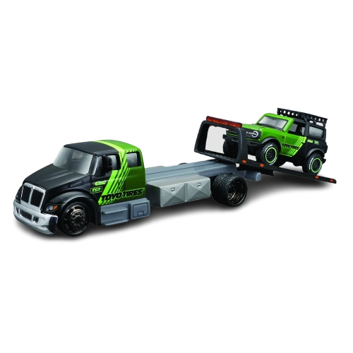 Maisto Elite Transport International DuraStar Flatbed - 1:64 Diecast + 2021 Ford Bronco Wildtrak