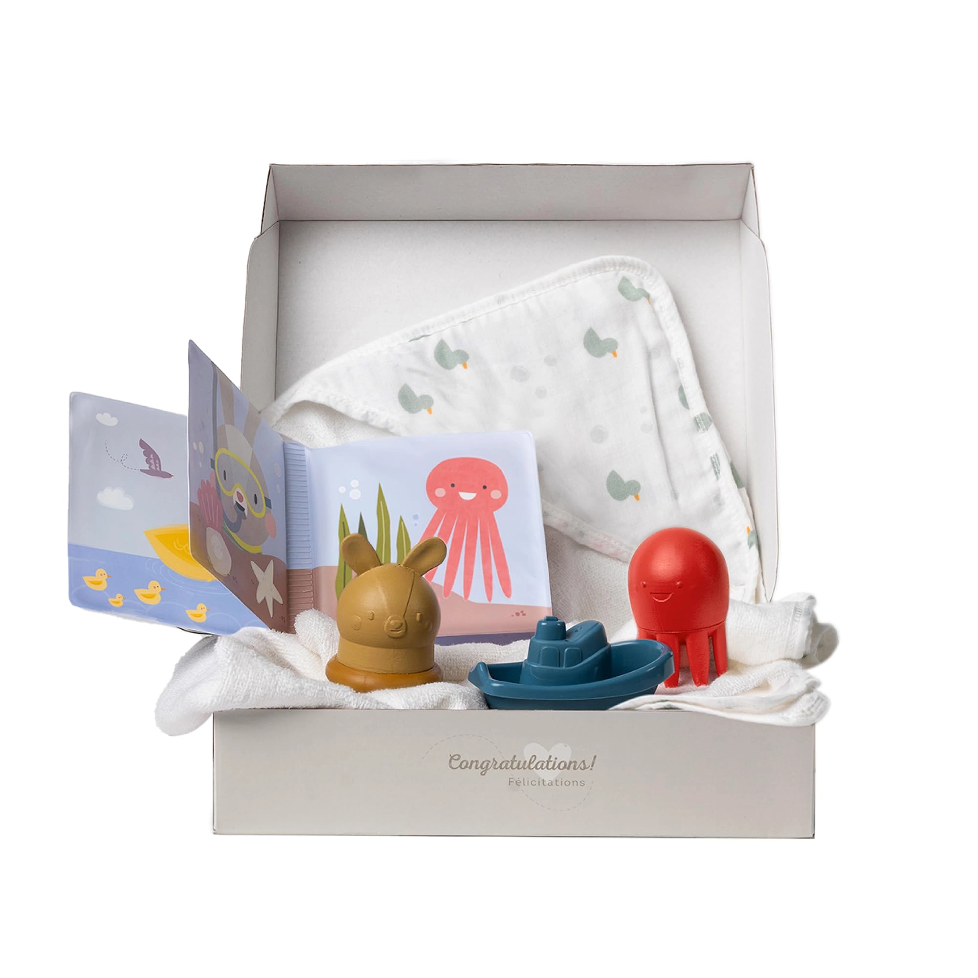 Taf Toys Bath Time Kit - 5-Piece Hooded Towel Bath Book Gift Set